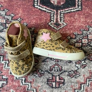 Animal Print Toddler Shoes With Gold Glitter & Star Details